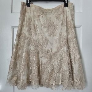 Lida Baday Stunning Vintage 100% Silk and Lace Skirt - BNWT cream offwhite pearl